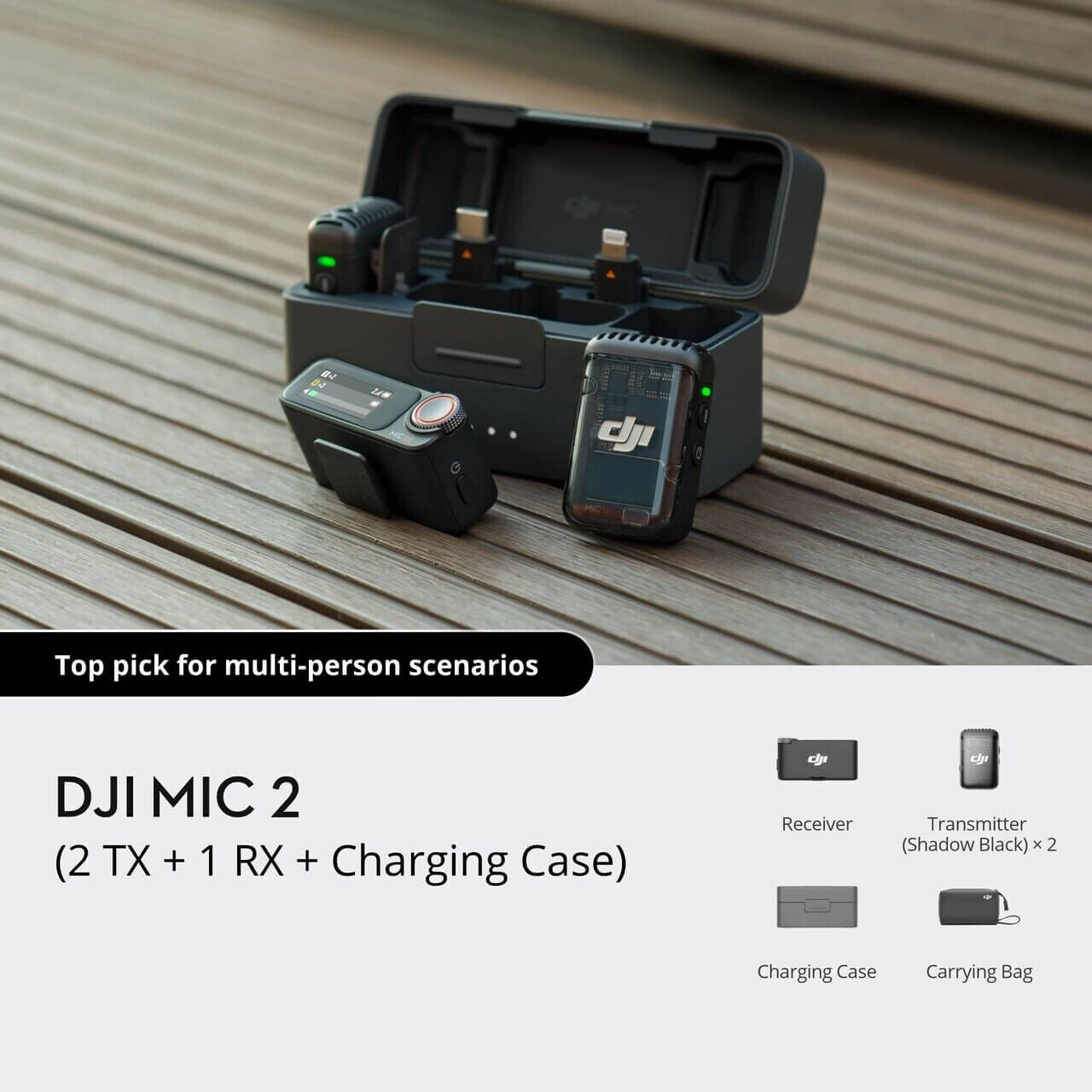 DJI Mic 2 (2 TX + 1 RX + Charging Case)(FCC)
