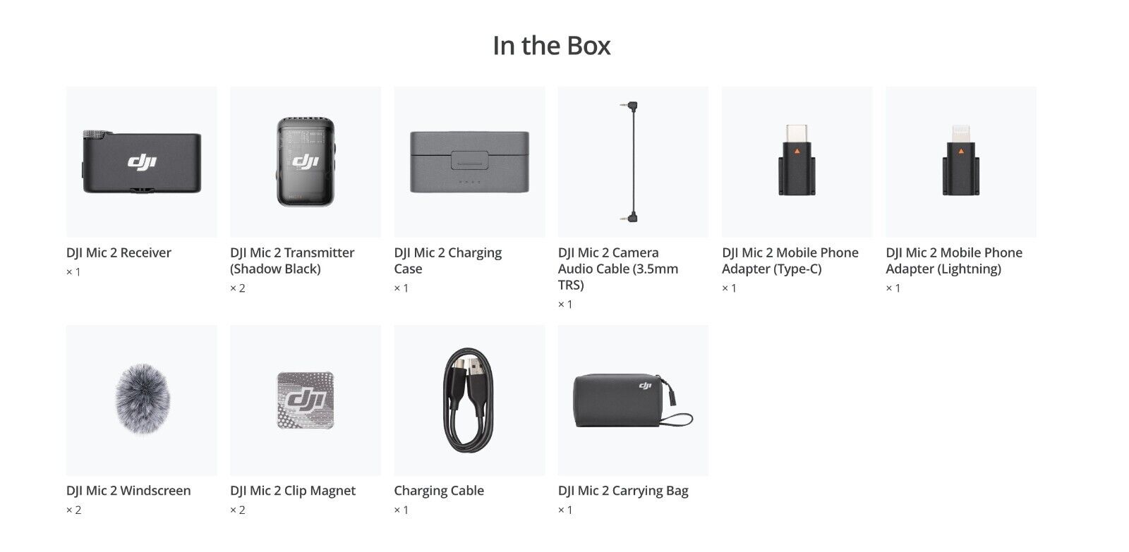 DJI Mic 2 (2 TX + 1 RX + Charging Case)（FCC）