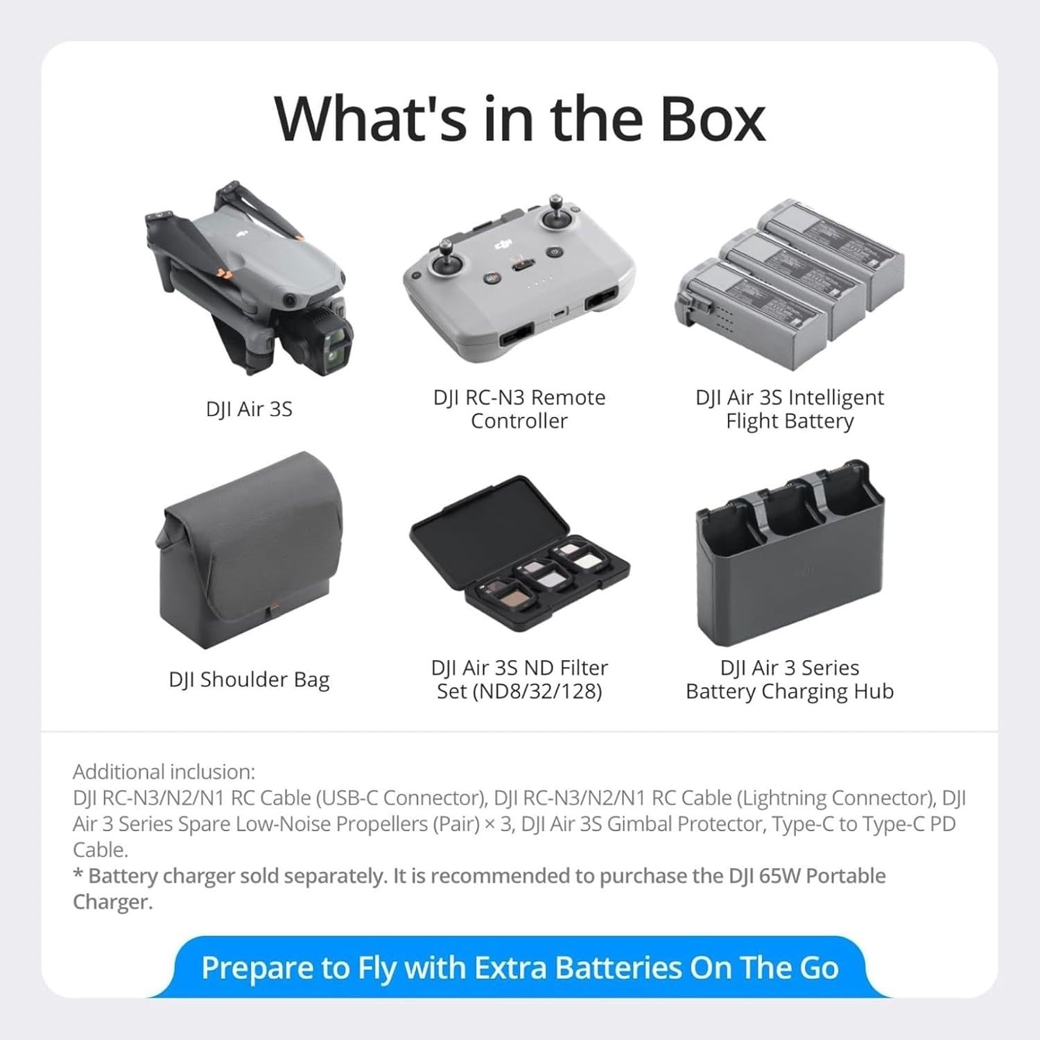 DJI Air 3S Fly More Combo (DJI RC-N3) (Refurbished)