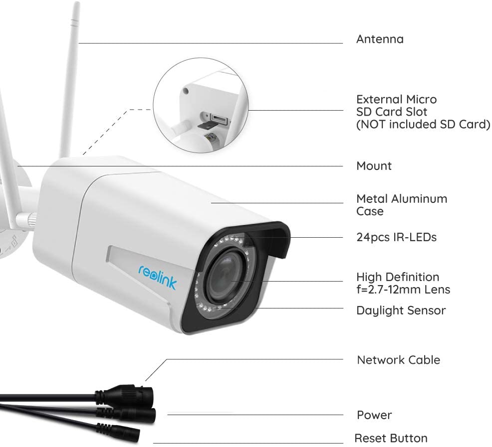 RLC 511W - 5MP WiFi bullet camera, support 4X zoom