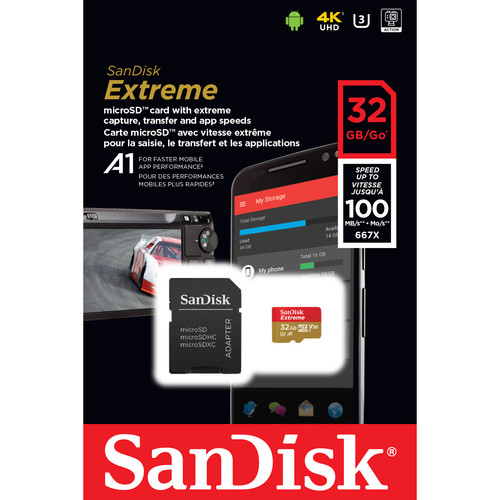SanDisk micro sd Extreme 32GB + Adapter  a1 v30 100/667